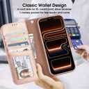 Arae Compatible with iPhone 17 Pro Max Case Wallet with Card Holder, Wristlet Strap Wallet Flip Cover for iPhone 17 Pro Max 6.9 inch Men/Women, RFID Blocking, Kickstand, Rose Gold