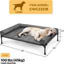 Veehoo Cooling Elevated Dog Bed Add Removable Waterproof Bolster Cushion Mat, Raised Pet Cot with Breathable Teslin Mesh, No-Slip Feet, Dog Couch Bed for Indoor Outdoor, Large, Black Silver