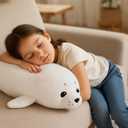 WEIGEDU Adorable White Baby Seal Plush Pillow Soft Stuffed Animal Toy, Cuddly Hugging Body Pillow for Kids & Adults, 20" Arctic Ocean Seal Doll, Cute Sea Animal Plushie for Gifts & Decor