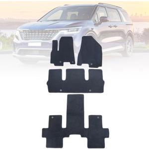 GXARTS Car Waterproof Floor Mats Carpet Full Set Compatible with Kia Sedona 2015 2016 2017 2018 2019 2020 | All-Weather Protect, Black Velour Automobile Floor Liner Accessories
