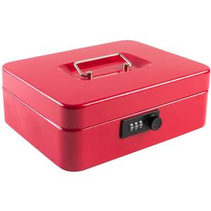 KYODOLED Large Cash Box with Combination Lock Safe Metal Money Box with Money Tray for Security Lock Box 9.84"x 7.87"x 3.54" Red Large KYODOLED Large Cash Box with Combination Lock Safe Metal Money Box with Money Tray for Security Lock Box 9.84"x 7.87"x 3.54" Red Large