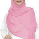 Premium Chiffon Hijab Head Scarf Shawl Wrap for Muslim Women Lightweight (Pink)