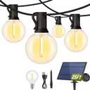 Mlambert 25FT Solar Powered String Lights Outdoor, Waterproof Solar Patio Light String with 10+1 Shatterproof LED G40 Bulbs for Backyard Garden-Black