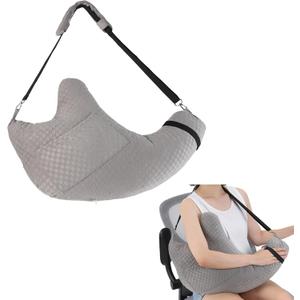 Shoulder Surgery Pillow, Rotator Cuff Pillow for Side Sleeper, Shoulder Pain Relief Removable with Shoulder Strap Support Arm Pillow for Side Sleep and Post Surgery (Light Grey)