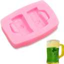 2 x St Patrick'S Day Silicone Molds 4 Pcs, Shamrocks Chocolate Fondant Mold Bull Head Arrow Beer Mug Horse Shoes Hat Clover Beard Bow Beard for Cake Decoration Cupcake Topper Resin Polymer Clay Crafts