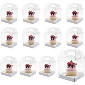 4 inch Cupcake Boxes Individual Big Cupcake Carrier (48, White), Large