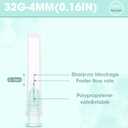 32G 4mm Luer Lock Needle with Cap - Disposable 32Ga 5/32 Needles for Precision Refilling of Glues, Inks, and Adhesives, Sterile Individually Wrapped, Box of 100
