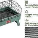 Kingsyard Squirrel Proof Ground Bird Feeder for Outdoors - Recycled Plastic Platform Feeding Station, Fly-Through Metal Caged Wild Bird Feeder for Small Birds, 5 LBS Large Capacity, Green