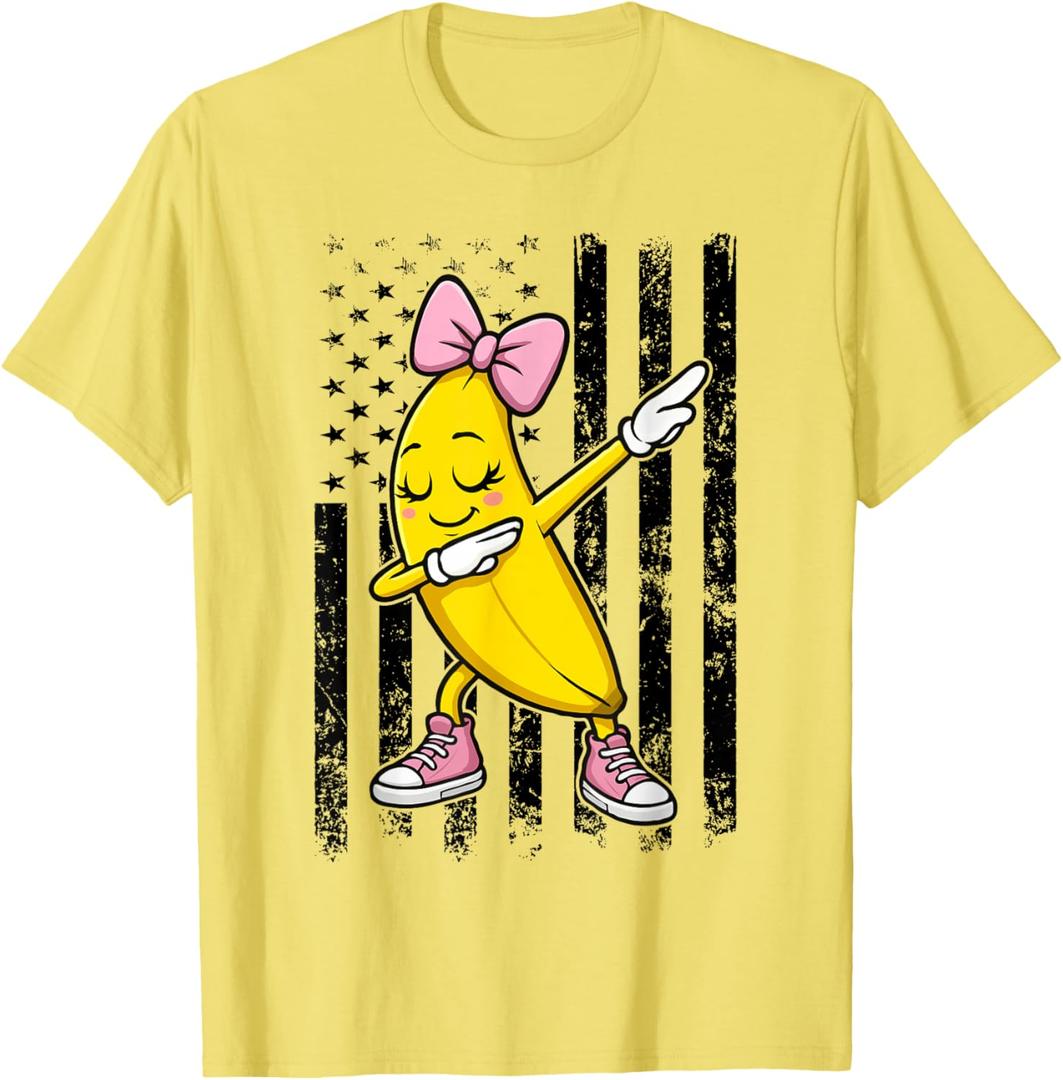Dabbing Banana Coquette Bow Retro Banana Women Girls Kids T-Shirt, M