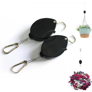 2PCS Upgrade Retractable Plant Hanger, Strong Stainless Steel Rope, Plant Pulley Set for Garden Baskets Pots Birds Feeder.