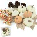 Ghrdopy 17 PCS Kit Artificial Pumpkins Decorations - Plastic Pumpkins for Fall Home Farmhouse Thanksgiving Mini Pumpkin Decor (Style-2 17pcs)