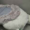 Furhaven 30" Round Calming Donut Dog Bed for Medium/Small Dogs, Refillable w/ Removable Washable Cover, Up to 45 lbs - Shaggy Plush Long Faux Fur Donut Bed -Mist Gray, Medium,30.0"L x 30.0"W x 10.0"Th