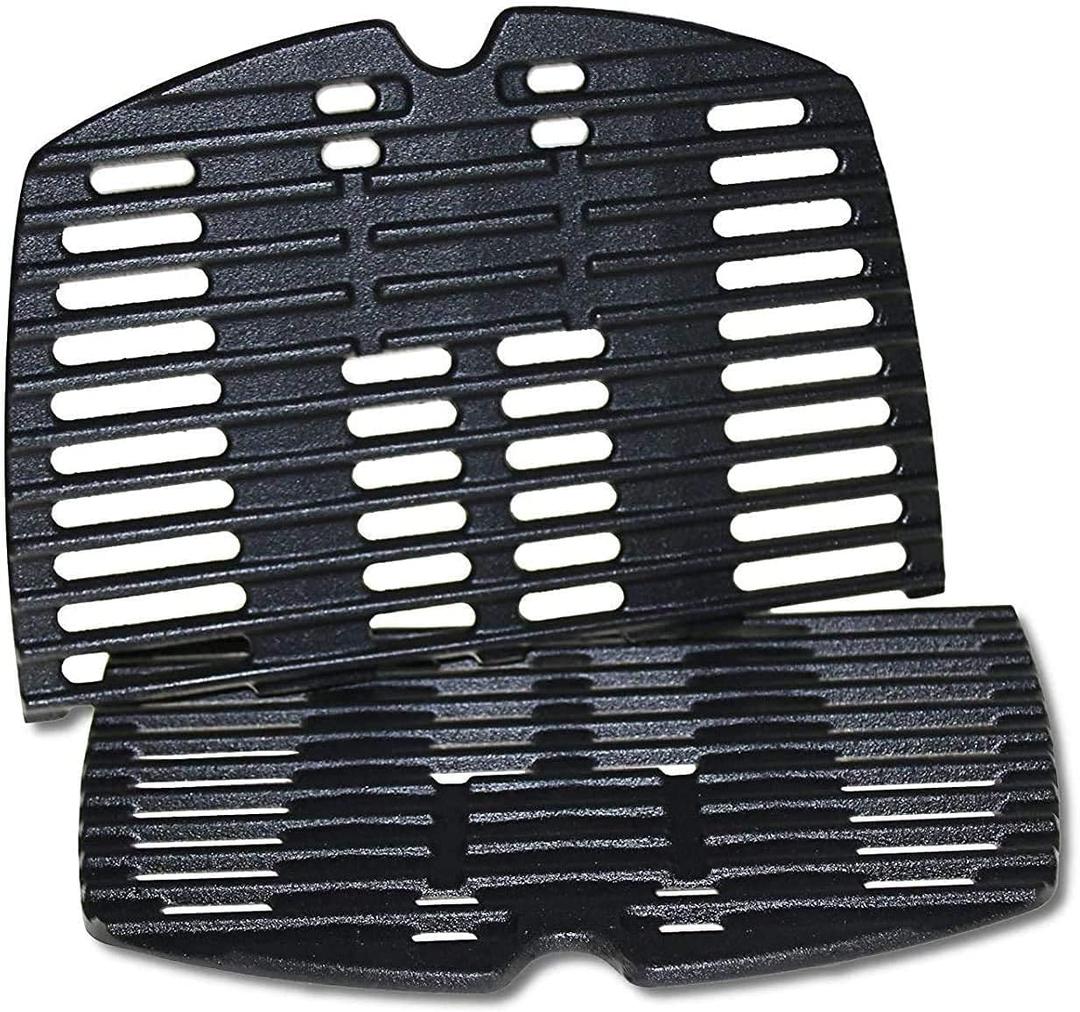 GGC 7644 7582 Grill Grates for Weber Q100 Q1000 Q120 Q1200 Q1400 Gas Grills, 17" x 12.7" Cast Iron Cooking Grates for Weber 50060001 51010001 51040001 51060001, 2PCS Baby Q Replacement Parts