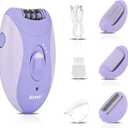 KEMEI 4-in-1 Womens Hair Epilator, Suitable for Body Hair on the Face, Legs, Arms, Underarms and Bikini Line, 2-Speed Adjustment, Built-in Lighting, USB Charging