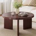 Round Coffee Table 27.5" Mid-Century Modern Fluted Living Room Center Table
