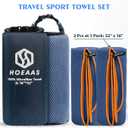 HOEAAS 2 Pack Microfiber Camping Towels, Quick Dry Towel, Super Absorbent Ultra Compact Travel Towel Soft Lightweight Sports Towel for Sweat Fast Drying Towels for Pool,Gym,Hiking,Backpacking,Fitness (S: 32" x 16" x 2, Navy Blue)