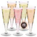 Lazyshine Plastic Champagne Flutes Disposable Wine Glasses - 40 Pack 4.5Oz Clear Mimosa Cocktail Cups Bulk for Wedding Women's Day Party Supplies Engagement Decor, Copas De Plastico Para Brindis