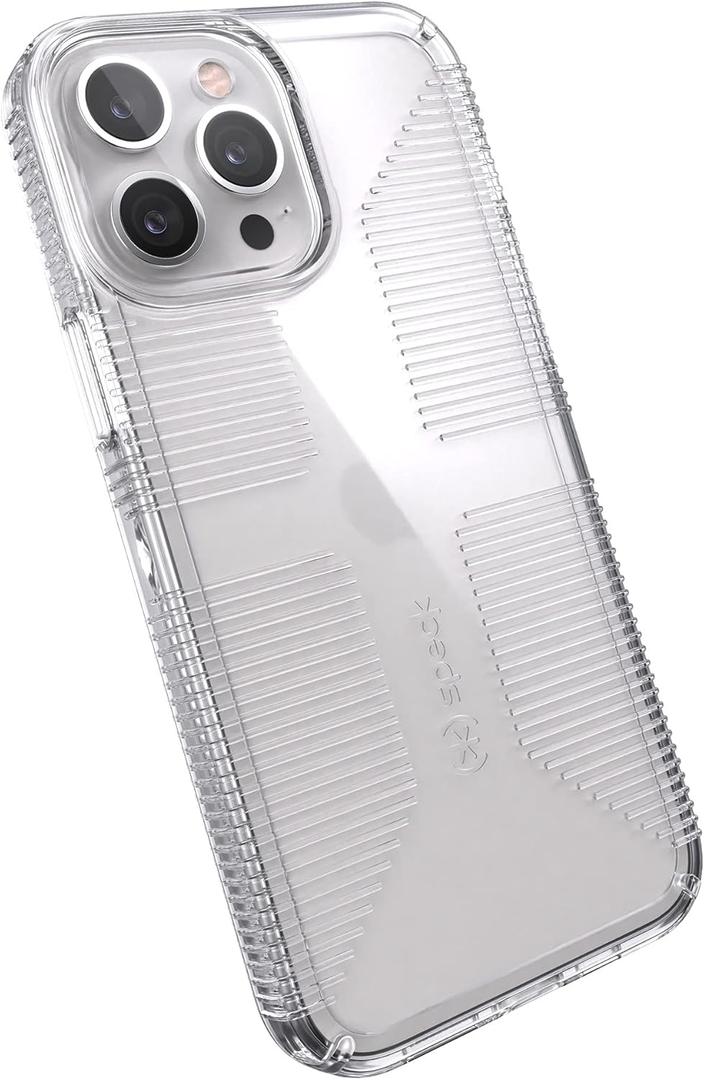 Speck iPhone 13 Pro Max Case - Drop Protection Fits iPhone 12 Pro Max & iPhone 13 Pro Max Phones - Compatible with MagSafe, Extra Grip, Anti-Yellowing & Anti-Fade, Dual Layer Slim Design - GemShell (Clear)