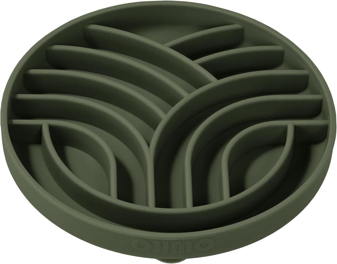 OHMO Slow Feeder Dog& Cat Bowl, Silicone Puppy Cat Food Bowl with Anti-Slip Suction Cup Slow Down Small Dogs Eating, Anti Choking (S-Tree of Life,Camo Green)