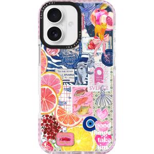 for iPhone 16 Plus CaseY2K Citrus Coastal Vintage Style Military-Grade Drop Protection TPU Camera Protection for Women Girls (BlueArt)