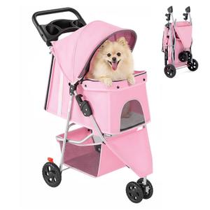 DUMOS 3 Wheels Pet Stroller for Small Dogs and Cats, Foldable