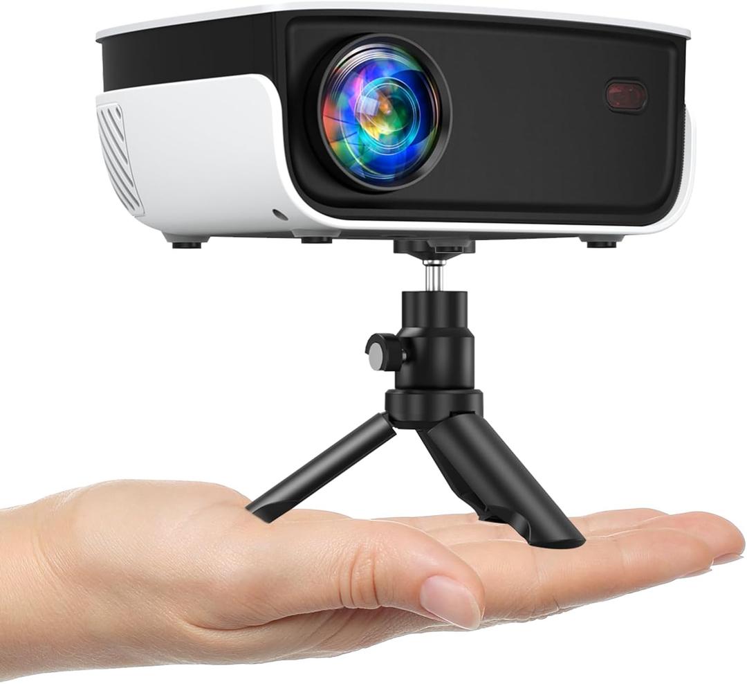 Mini Projector,Portable Projector with 1080P and 7500L Supported Outdoor Projector,240" Movie Home Projector for Bedroom, Compatible with HDMI, USB, AV, Smartphone/Tablet/Laptop (Black)