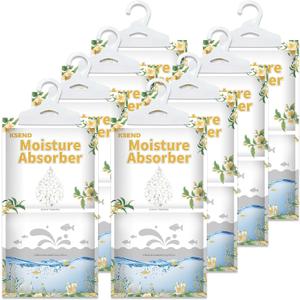 Moisture Absorbers 8 Packs - 9.8 oz Dehumidifier Bags, Portable Moisture Hanging Bags for Closet, Bathroom and Kitchen, Jasmine Osmanthus Scent, 11.8" x 6.3" (Yellow)