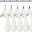DEDU Suit Hangers for Men 10 Pack, Sweater Hangers No Shoulder Bump Non Slip Width 17.7", Plastic Clothes Hangers Ivory White with Metal Hook