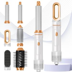 6 in ONE Blow Dryer Brush,Air Curling Iron Round Brush Blow Dryer 800W,Ionic Hair Dryer Brush for Women, Hot Air Brush Hair Styling Tools 100-120V