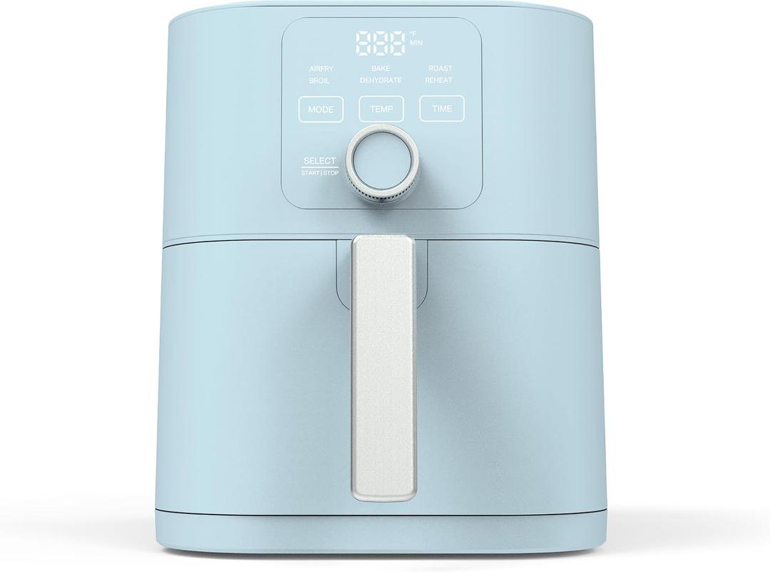 Martha Stewart 6-Quart Air Fryer, 6 Presets, Space Saving, Sky Blue, 6QT Air Fryer