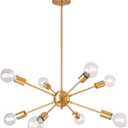 Gold Sputnik Chandelier 8 Lights Modern Chandeliers Brushed Brass Ceiling Light Fixture Electroplated Lights Industrial Kitchen Pendant Lighting