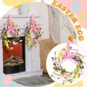 4 Pcs 9.5" Small Easter Wreaths for Cabinet Mini Spring Artificial Easter Egg Wreath with Forsythia Flowers and Ribbon Bow for Spring Kitchen Front Door Porch Window Wall Cabinet Decor