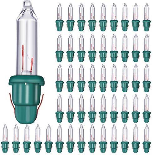 Mudder 50 Pcs Replacement Mini Light Bulbs Christmas Tree 2.5 V Incandescent Glass String Light Bulbs with Base Indoor Outdoor Xmas Decoration, 0.17 Ampere, 0.425 Watt (Clear,Green)