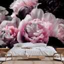 Large Pink Peony Flower Wallpaper for Bedroom, Living Room, Bathroom Background Wall Decoration(Non-self-Adhesive)