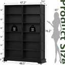 TVU 6-Tier Wood Book Shelf, 47" Wide Large Bookcase and Bookshelf, 76" Tall Bookcase with Storage, Freestanding Wood Display Book Shelves for Living Room, Home Office, Black