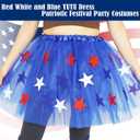 Women USA Red White and Blue Star Tutu 4th of July Tutu for Adult Independence Day Costume (L)