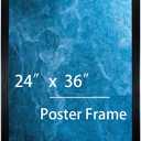 24x36 Black Frame, Wide 24 by 36 Poster Frames with Plexiglass 36x24 Frame Lightweight (Wider the frame, Conner protector,Wood grain)