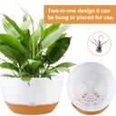 KPUVX 4 Pack Plastic Hanging planters for Indoor Plants,8 Inch Plant Pot Indoor Outdoor Hanging Baskets,Hanging Flower Pots with Drainage Holes and Chain for Garden Porch Plants(White)