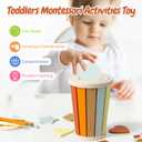 Montessori Toys for 1 2 3 Year Old, 3 in 1 Wooden Learning Color Sorting Toys for Toddlers 12-36 Month Old, Wooden Educational Toy, Fine Motor Developmental Sensory Matching Games