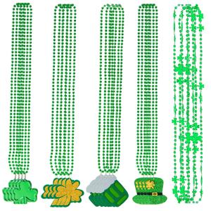 Labrostar 20Pcs St Patricks Day Accessories St Patricks Day Decorations Shamrock Green Day Beaded Necklace for Irish Party Decor Supplies