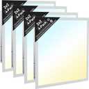 4 Pack, 2x2 LED Flat Panel Light, Commercial Drop Ceiling Troffer, 15W40W Wattage Selectable, 5CCT 3500K6500K, 010V Dimmable, Flicker-Free, ETL Listed