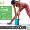 Gaiam Yoga Block - Supportive Latex-Free Eva Foam - Soft Non-Slip Surface with Beveled Edges for Yoga, Pilates, Meditation - Yoga Accessories for Stability, Balance, Deepen Stretches (2-Pack Lagoon)
