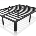 14 Inch Metal Bed Frame Queen Size, Heavy Duty Black Platform Queen Size Bed Frame with Round Corner Legs, Mattress Slide Stopper, No Box Spring Needed, Easy Assembly