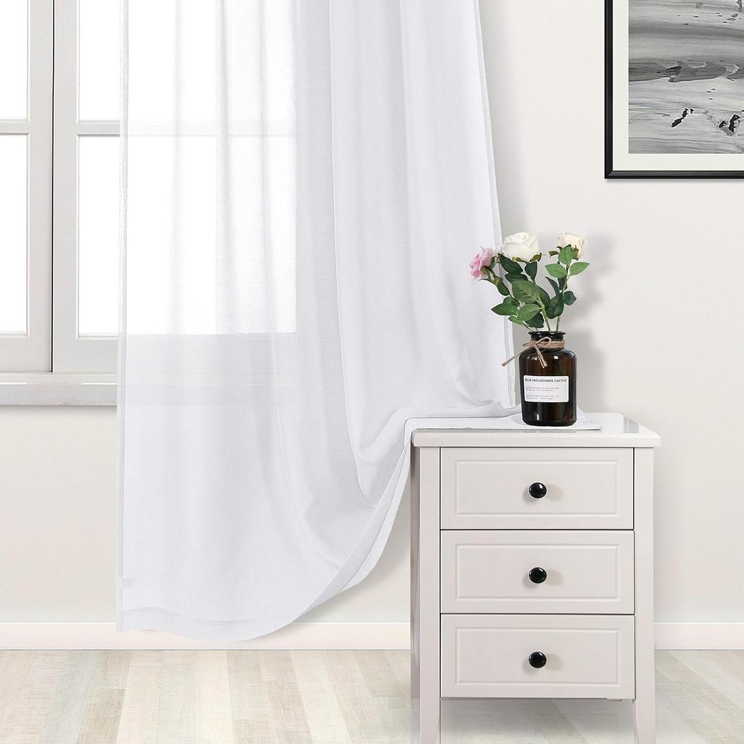 Curtains White 41"x86" 2 PCS
