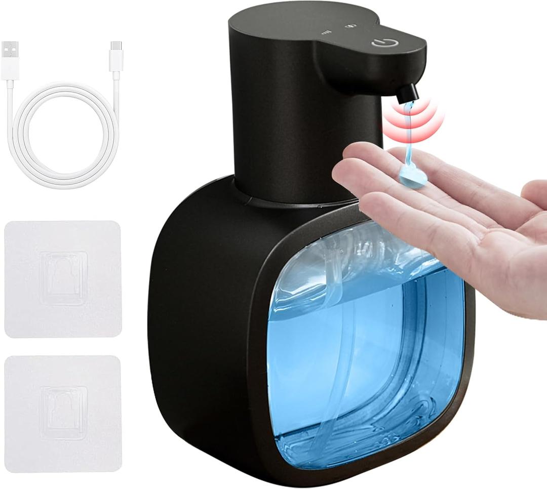 DODO MEKIA Automatic Liquid Soap Dispenser, 17oz/500ml Touchless Rechargeable with 4-Level Adjustable & IPX5 Waterproof - Level Display for Wall/Tabletop Use in Bathroom, Kitchen, Black