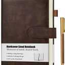 Lined Journal Notebook for Men, Leather Hardcover Notebook with Pen, A5 Journaling Notebooks for Work, 200 Pages 100 GSM Thick College Ruled Diary for Writing, Business, Office 5.75" x 8.38" Brown