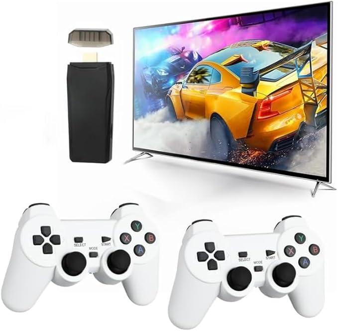 Retro Game Console, Wireless Retro Game Console, Plug & Play Video TV Game with 25000+ Built-in Games, 4K HDMI Output, and 2.4GHz Wireless Controller, 9 Classic Emulators (White)