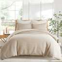 Levtex Home Cloud Waffle Full/Queen Comforter Set (90x94in) with 2 Pillow Shams (26x20in) - Solid Waffle Cotton Texture - Taupe - 100% Cotton Full/Queen Size Comforter Set - Soft, Pre-Washed