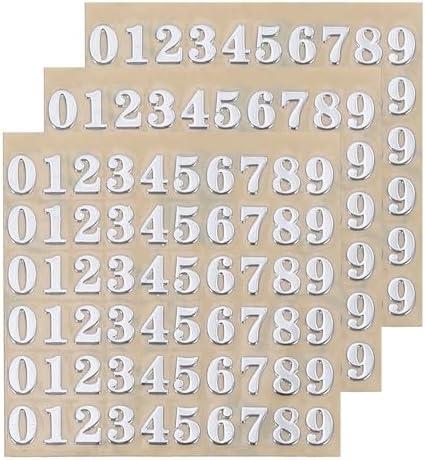 uxcell 3 Sheets 3mm/0.12inch Mini Number Stickers, 3D Alloy Self Adhesive 0-9 Number Sticker for Crafts Scrapbooking Greeting Cards Decors, Silver