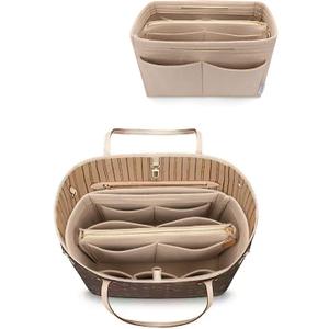LEXSION Felt Purse Bag Organizer Insert with zipper Bag Tote Shaper Fit Speedy Neverful PM MM (Medium, Beige)